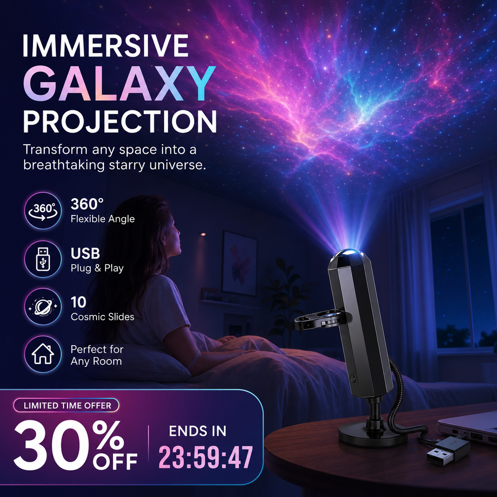 🌌 Projecteur USB Plug-and-Play – Galaxie & Océan HD – Plus de 50 000 Utilisateurs Ravis – Ambiance Magique Instantanée ✨