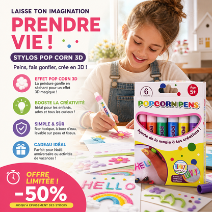 🎄🎁 Stylos à dessin DIY Bubble Popcorn, création ludique, cadeau original pour enfants et loisirs créatifs ✨