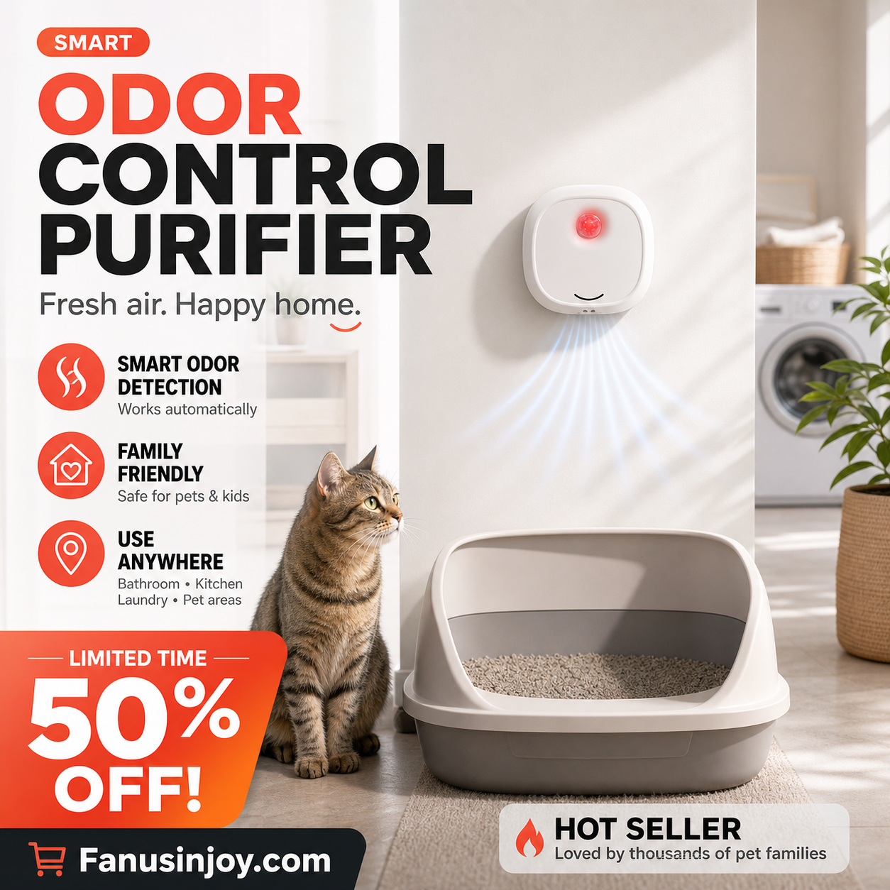 🔥50 % de réduction pour une durée limitée ! 🌬️Dites adieu aux mauvaises odeurs grâce à cet appareil ! Élimineur d'odeurs pour animaux de compagnie « Smart Quiet »